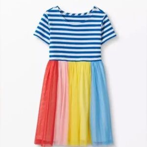 Hanna Anderson Rainbow Striped Dress in Soft Tulle